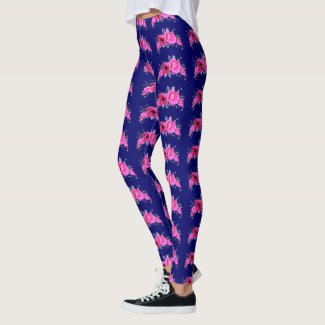 Lovely Pink Geraniums Flower Power Pattern Leggings