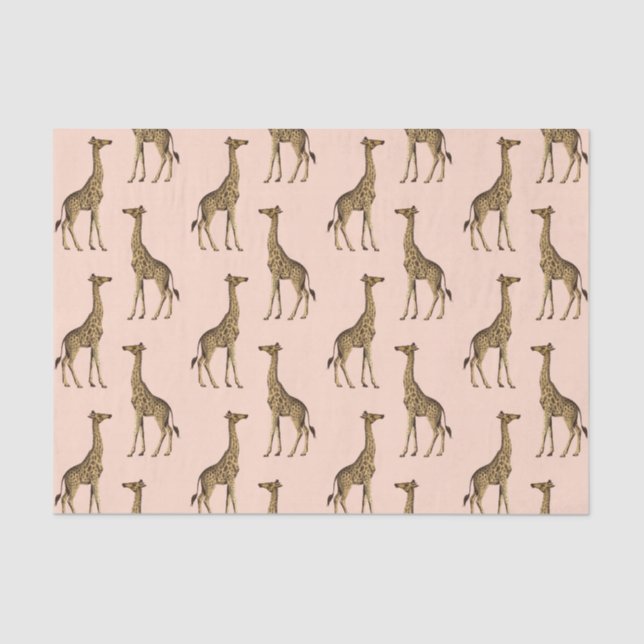 Lovely Pink Giraffe  Tissue Paper (Front)