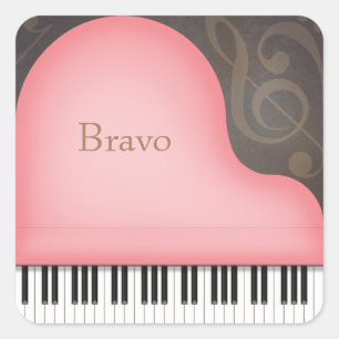 Lovely Pink Grand Piano Music Lover's Personalized Square Sticker