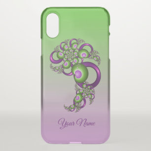 Lovely Pink Green Hearts Abstract Fractal Name iPhone XS Case
