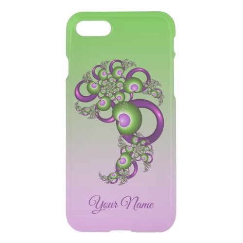 Lovely Pink Green Hearts Abstract Fractal Name iPhone SE87 Case