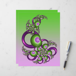 Lovely Pink Green Hearts Modern Abstract Fractal