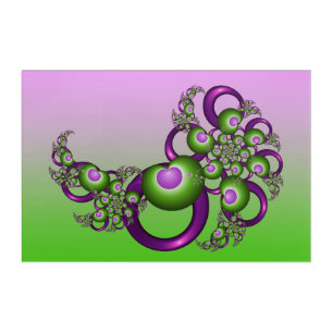 Lovely Pink Green Hearts Modern Abstract Fractal Acrylic Print