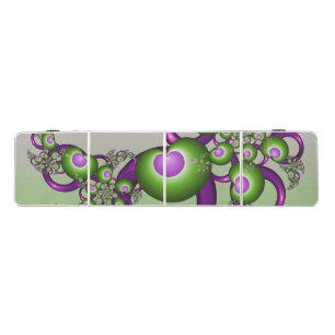 Lovely Pink Green Hearts Modern Abstract Fractal Beer Pong Table