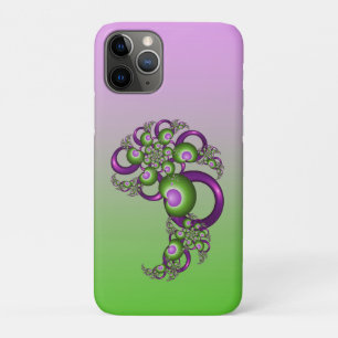 Lovely Pink Green Hearts Modern Abstract Fractal iPhone 11 Pro Case