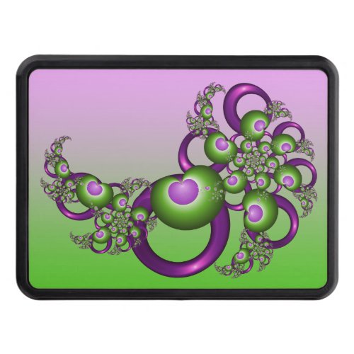 Lovely Pink Green Hearts Modern Abstract Fractal Hitch Cover