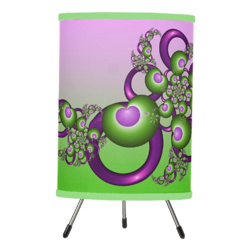 Lovely Pink Green Hearts Modern Abstract Fractal Tripod Lamp