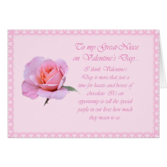 Lovely Pink Happy Valentine's Day GreatNiece Card Zazzle