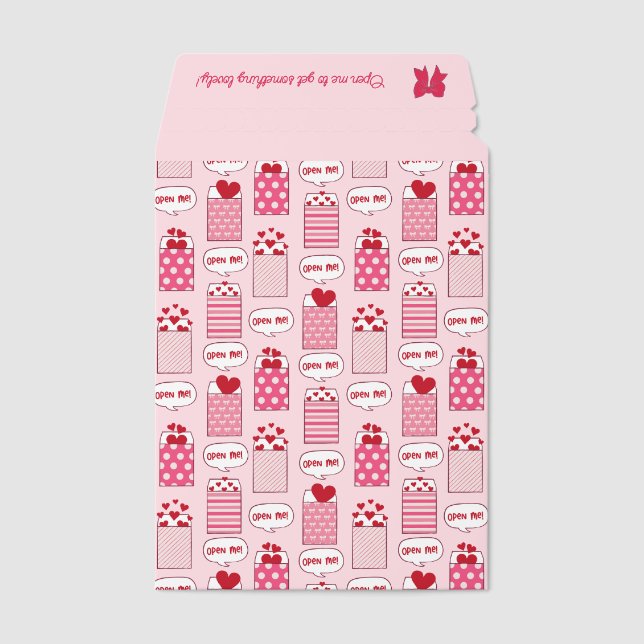 Lovely Pink Heart Envelopes Open Me! Your Logo Envelope Mailers (Front)