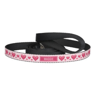 Lovely Pink Hearts And A Personalizable Pet Name Pet Leash