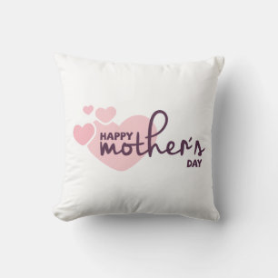 Lovely Pink Hearts Happy Mother's Day Throw Pillow