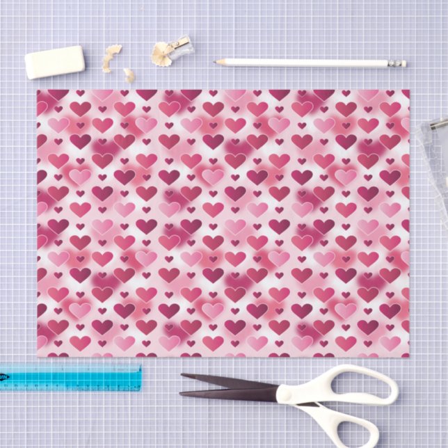 Lovely Pink Hearts Pattern  Tissue Paper (Craft)
