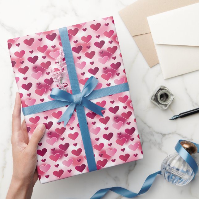 Lovely Pink Hearts Pattern Wrapping Paper (Gifting)