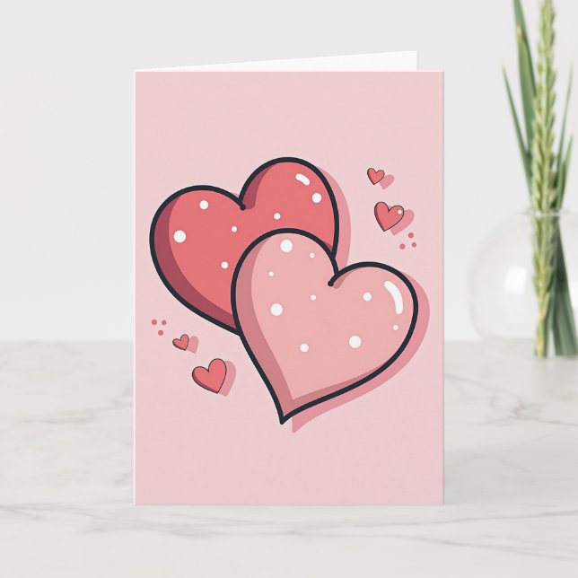 Lovely Pink Hearts Valentine Card (Front)