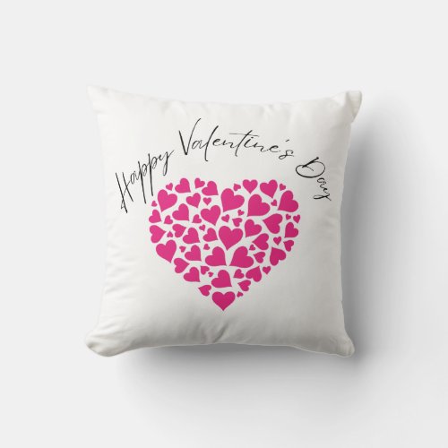 Lovely Pink Hearts Valentines Day Throw Pillow