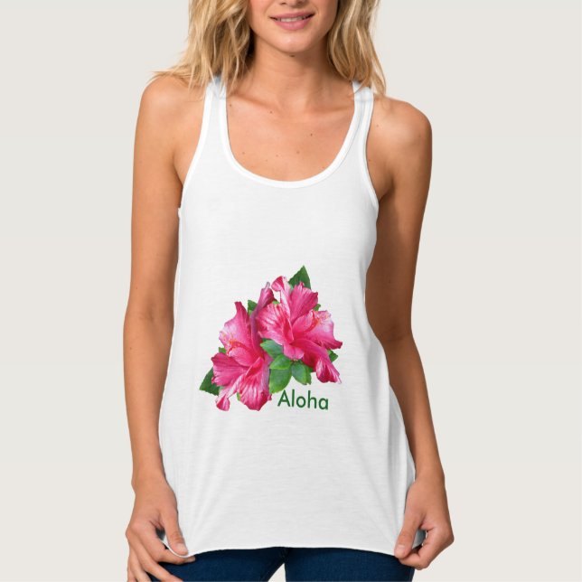 Lovely Pink Hibiscus Flowers Tank Top (Front)