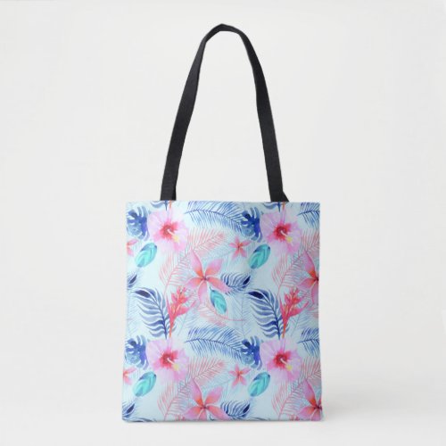 Lovely Pink Hibiscus Tropical Floral Pattern  Tote Bag