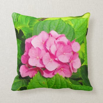 Lovely Pink Hydrangea Throw Pillow by Koobear at Zazzle