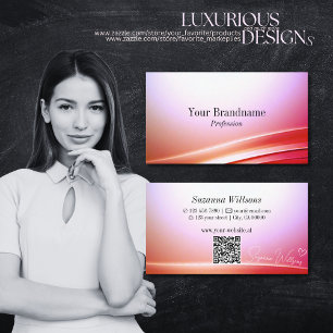 Lovely Pink Lilac Ombre Curved Decor with QR Code Business Card