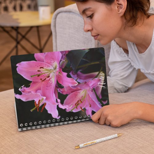 Lovely Pink Lily Blooms Floral Notebook