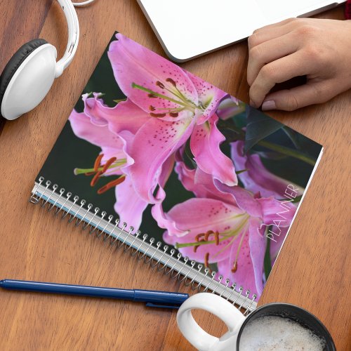 Lovely Pink Lily Blooms Floral Planner