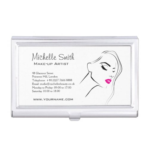 Lovely pink lips make up artist  branding business card holder