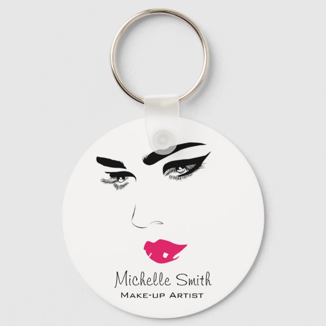 Lovely pink lips make up artist  branding keychain (Front)