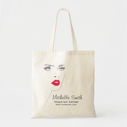 Lovely pink lips make up artist  branding tote bag