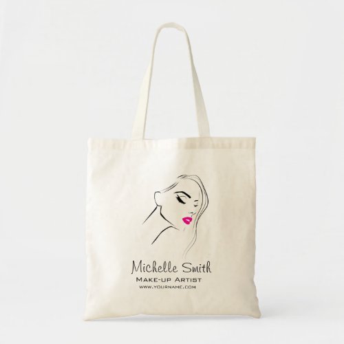 Lovely pink lips make up artist  branding tote bag