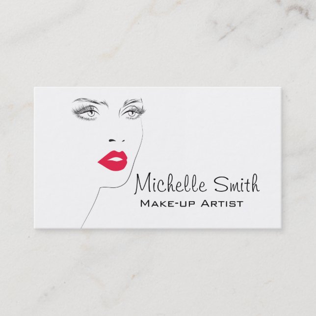 Lovely pink lips make up artist business card (Front)