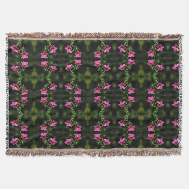 Lovely Pink Nicotiana Flower Pattern Throw Blanket