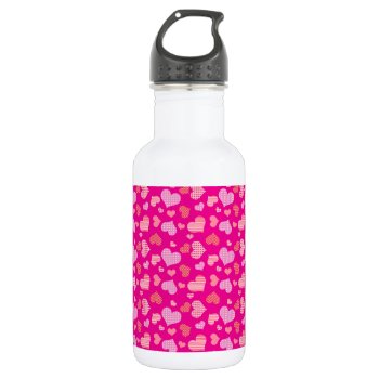 Lovely Pink Pattern Of Hearts Water Bottle by saradaboru at Zazzle