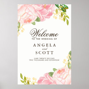 Lovely Pink Peony Welcome Sign (24x36)