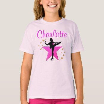 Lovely Pink Personalized Skating Princess Apparel T-shirt by MySportsStar at Zazzle