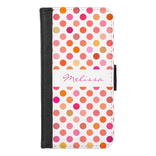 Lovely Pink Polka Dot Wallet iPhone 8/7 Case