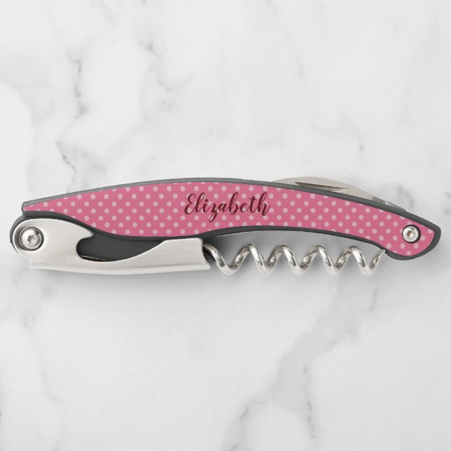 Lovely Pink polka dots Waiter's Corkscrew (Front)