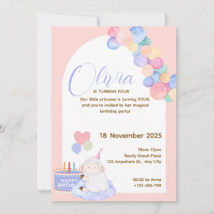 Lovely Pink Princess Birthday Card for Baby Girl