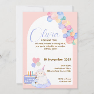 Lovely Pink Princess Birthday Card for Baby Girl