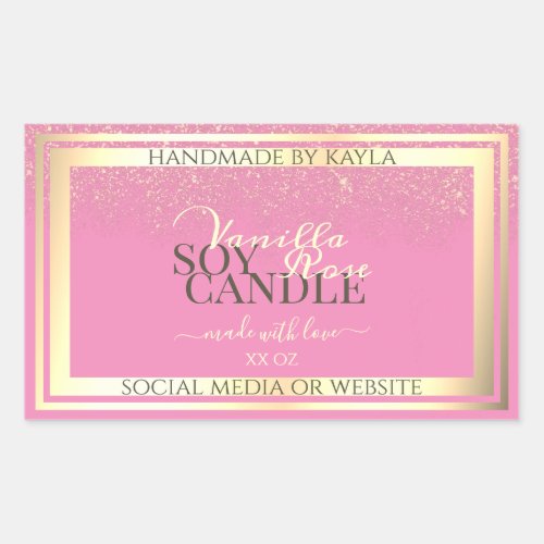 Lovely Pink Product Packaging Labels Gold Frame
