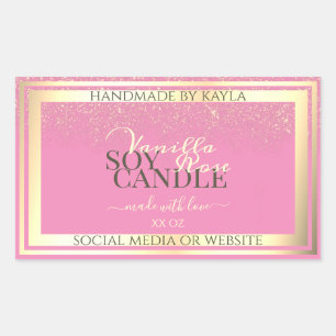 Lovely Pink Product Packaging Labels Gold Frame