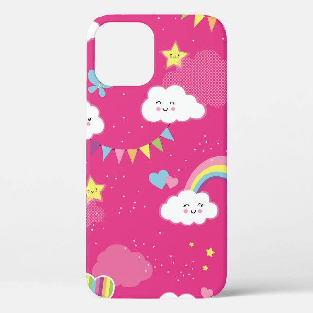 Lovely Pink Rainbow Sky repeating pattern. A seaml Case-Mate iPhone Case (Back)