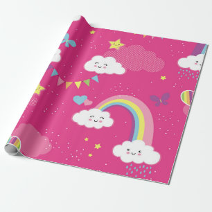 Lovely Pink Rainbow Sky repeating pattern. A seaml Wrapping Paper