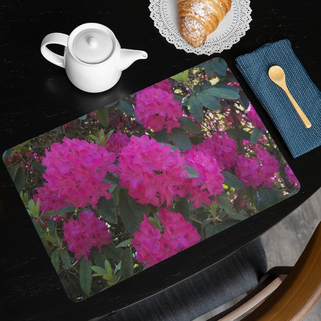Lovely Pink Rhododendrons Floral Placemat (In Situ Table Setting)