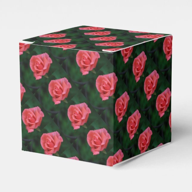 Lovely Pink Rose Favor Boxes (Front Side)
