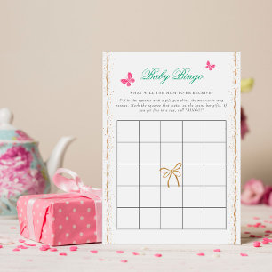 Lovely Pink Rose Floral Golden Bow Baby shower Invitation