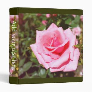 lovely pink rose flower love and romance 3 ring binder