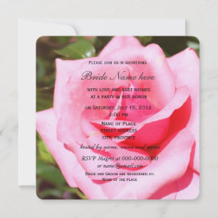 Lovely pink rose flower,sweet hearts bridal shower invitation