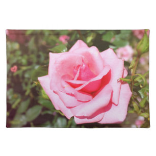 lovely pink rose flower with sweet hearts placemat