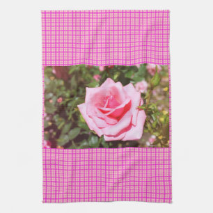 lovely pink rose flower with sweet  hearts towel