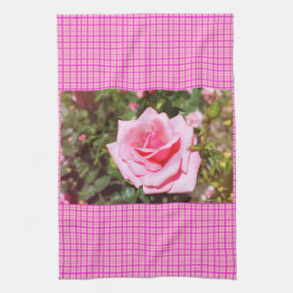 lovely pink rose flower with sweet hearts towel